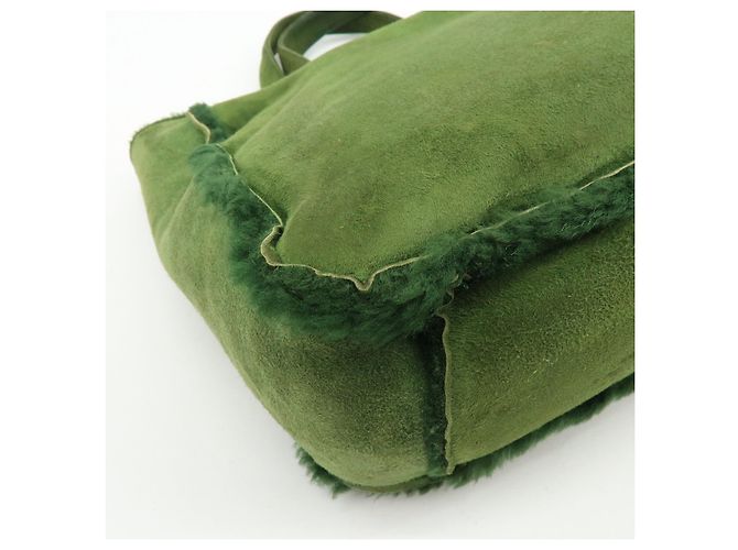 Borsa Tote CHANEL in Suede Mouton Verde - vista 12