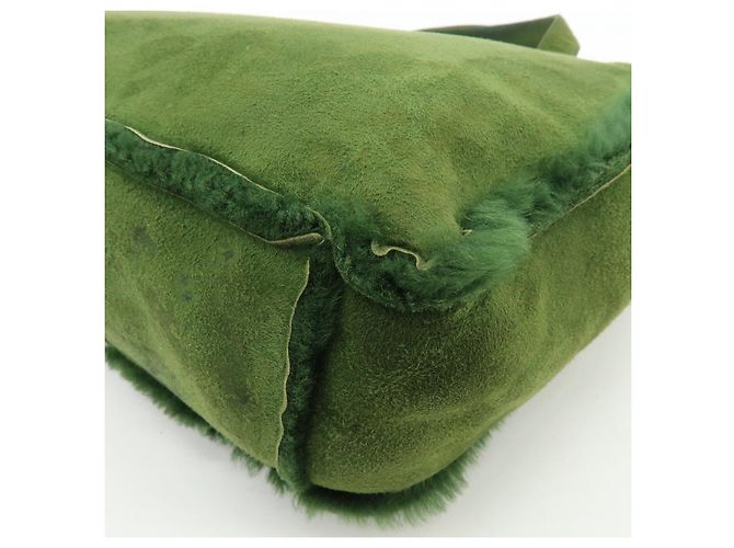 Borsa Tote CHANEL in Suede Mouton Verde - vista 13