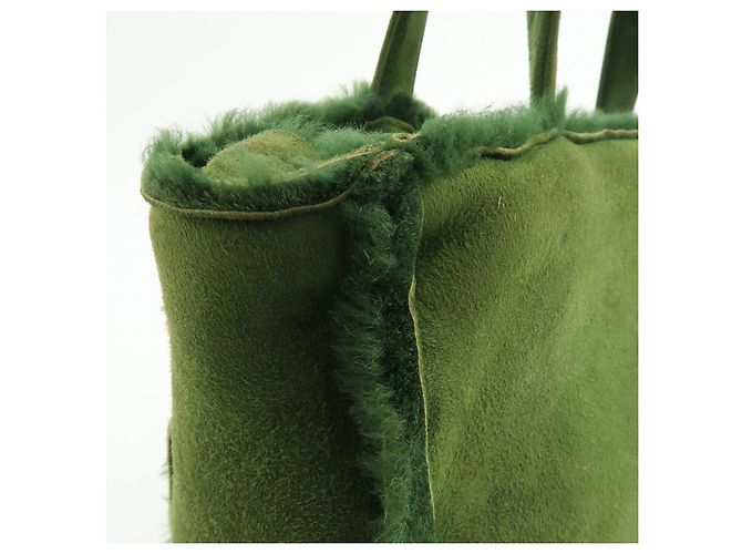 Borsa Tote CHANEL in Suede Mouton Verde - vista 14