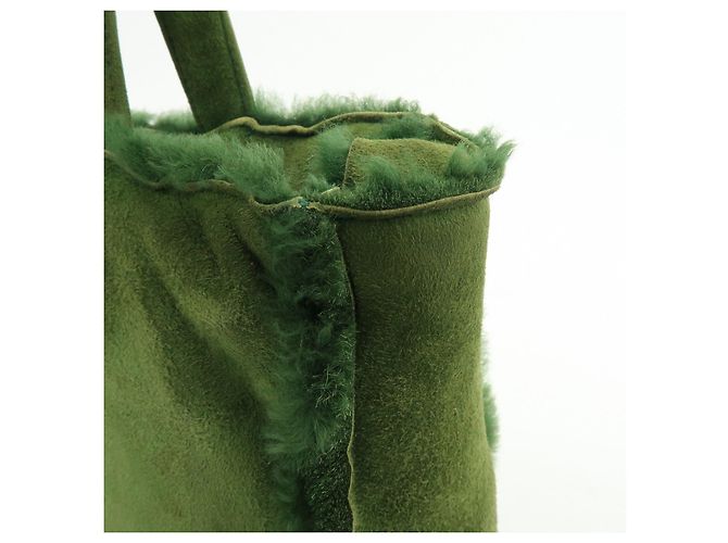 Borsa Tote CHANEL in Suede Mouton Verde - vista 16