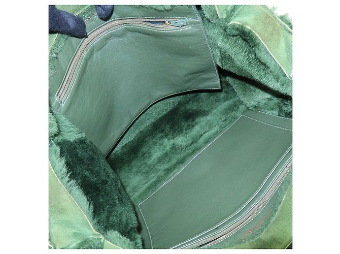 Borsa Tote CHANEL in Suede Mouton Verde - vista 19
