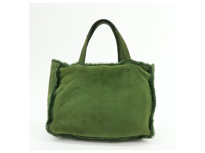 Borsa Tote CHANEL in Suede Mouton Verde - vista 2