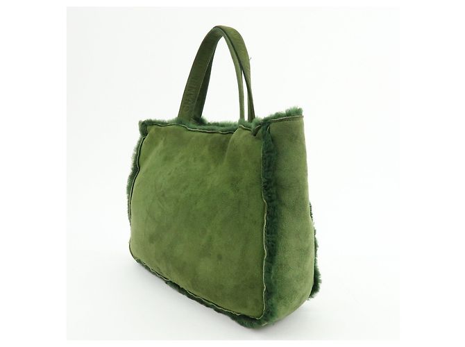 Borsa Tote CHANEL in Suede Mouton Verde - vista 3