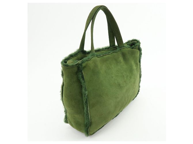 Borsa Tote CHANEL in Suede Mouton Verde - vista 4