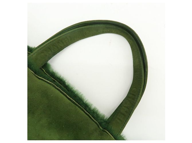 Borsa Tote CHANEL in Suede Mouton Verde - vista 6