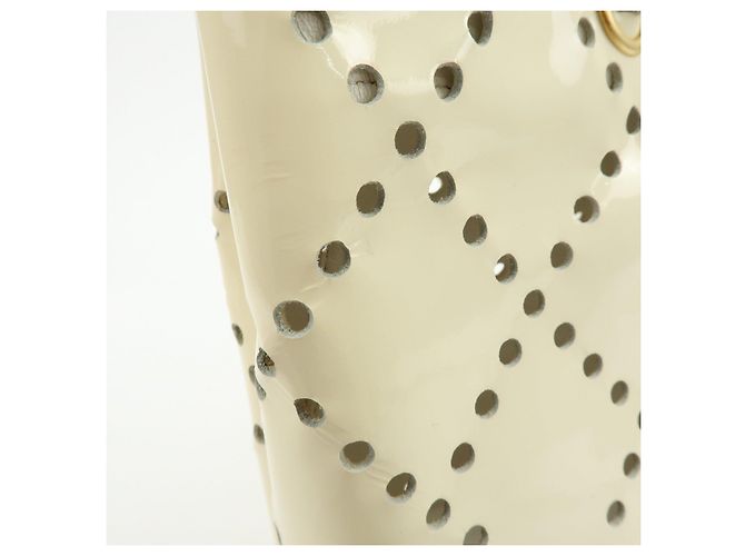 CHANEL COCO Mark Lackleder Schultertasche mit Perforation und Kette Ivory - Ansicht 14