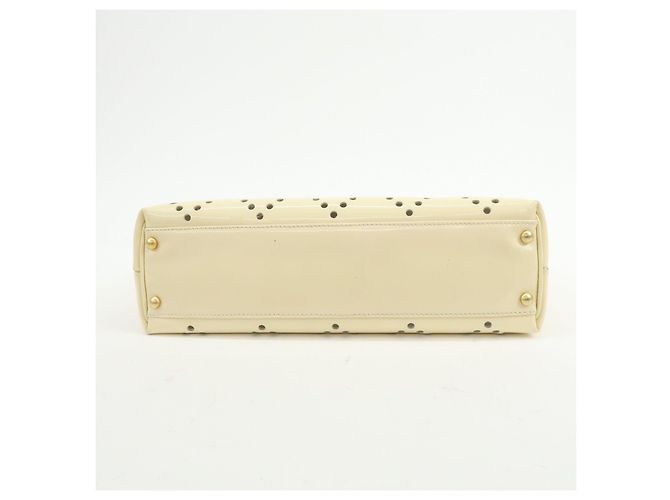 CHANEL COCO Mark Lackleder Schultertasche mit Perforation und Kette Ivory - Ansicht 5