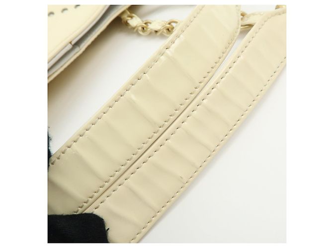 CHANEL COCO Mark Lackleder Schultertasche mit Perforation und Kette Ivory - Ansicht 6