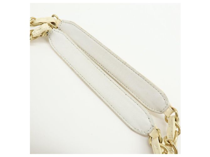 CHANEL COCO Mark Lackleder Schultertasche mit Perforation und Kette Ivory - Ansicht 7