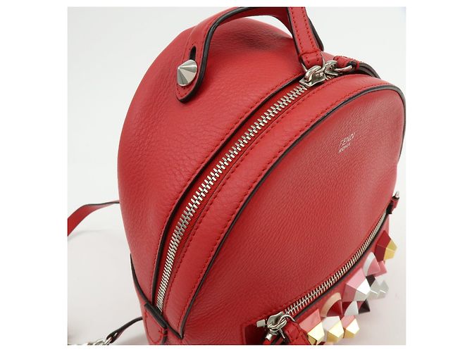 FENDI By the way Leather Mini Backpack Rucksack Studs Red 8BZ038 - view 15