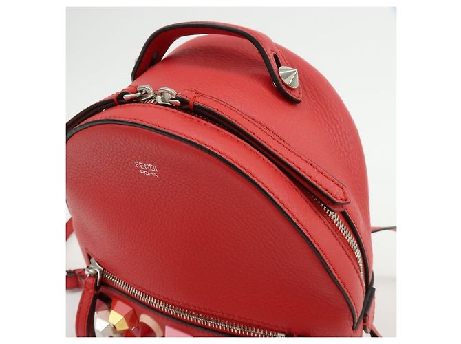 FENDI By the way Leather Mini Backpack Rucksack Studs Red 8BZ038 - view 16