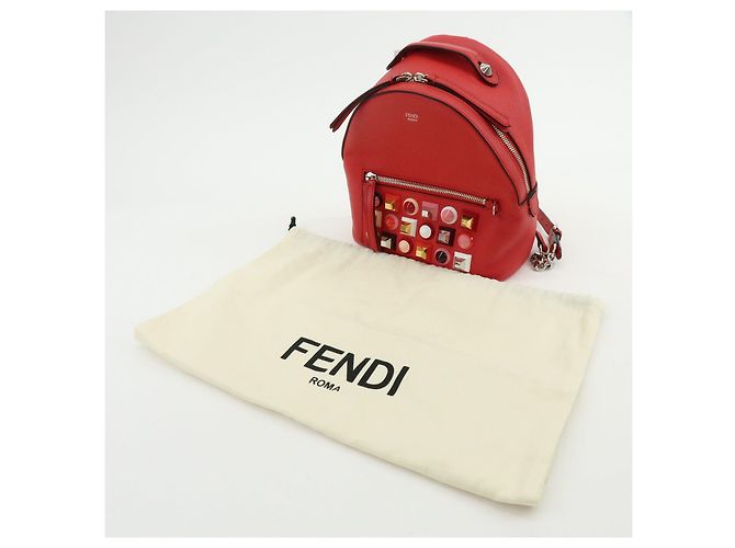 FENDI By the way Leather Mini Backpack Rucksack Studs Red 8BZ038 - view 24