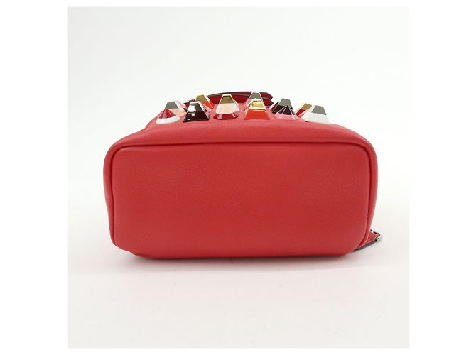 FENDI By the way Leather Mini Backpack Rucksack Studs Red 8BZ038 - view 5