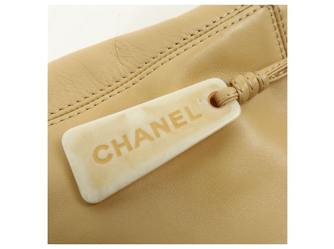 Borsa a tracolla e borsa a mano CHANEL COCO Mark in pelle d'agnello Beige - vista 18