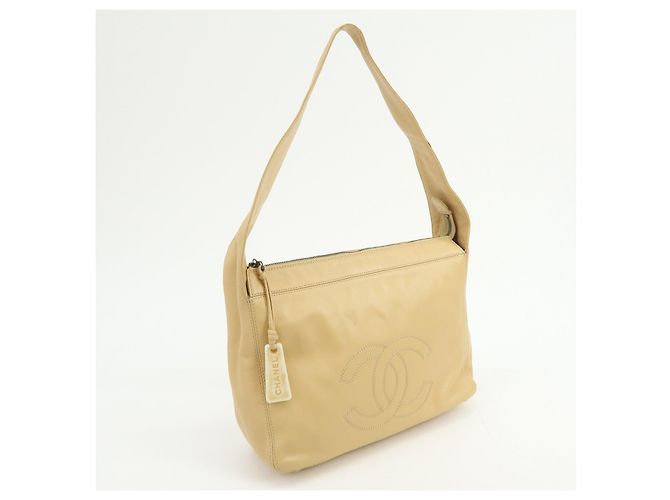 Borsa a tracolla e borsa a mano CHANEL COCO Mark in pelle d'agnello Beige - vista 4