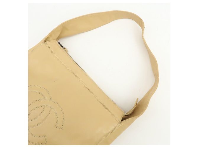 Borsa a tracolla e borsa a mano CHANEL COCO Mark in pelle d'agnello Beige - vista 6