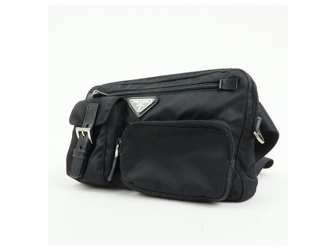 Borsello da vita PRADA in nylon e pelle con logo triangolare Nero BM0008 - vista 3
