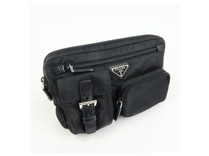Borsello da vita PRADA in nylon e pelle con logo triangolare Nero BM0008 - vista 4