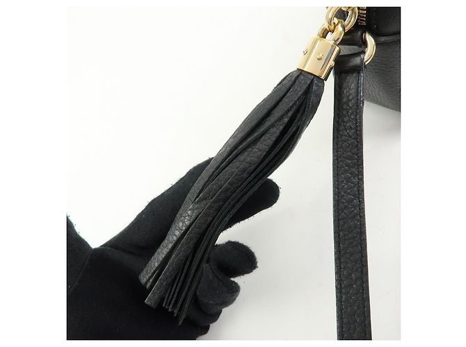 GUCCI Borsa a tracolla in pelle Interlocking G SOHO con frange Nero 308364 - vista 18