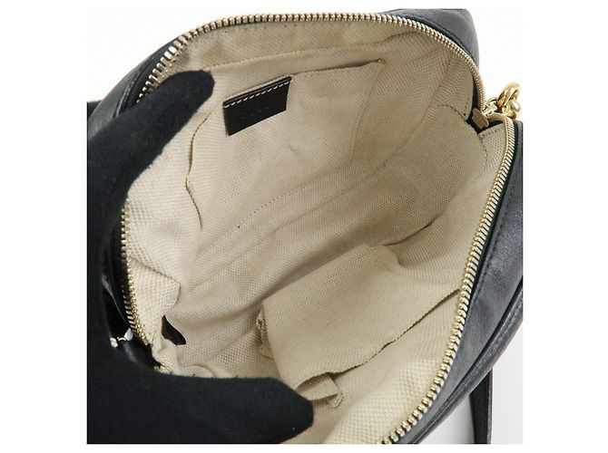 GUCCI Borsa a tracolla in pelle Interlocking G SOHO con frange Nero 308364 - vista 19