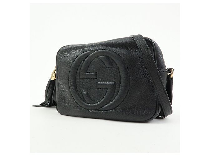 GUCCI Borsa a tracolla in pelle Interlocking G SOHO con frange Nero 308364 - vista 3