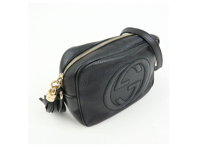 GUCCI Borsa a tracolla in pelle Interlocking G SOHO con frange Nero 308364 - vista 4