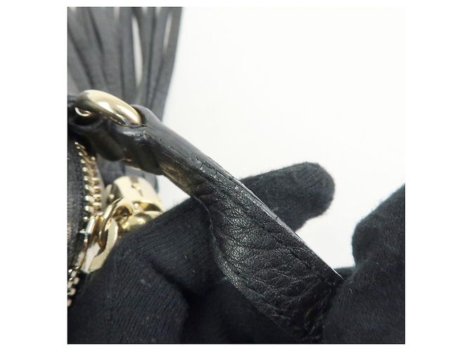 GUCCI Borsa a tracolla in pelle Interlocking G SOHO con frange Nero 308364 - vista 8