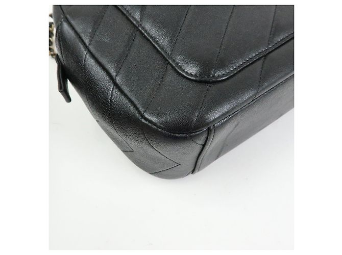 Borsa a tracolla CHANEL Chevron in pelle di vitello nera - vista 10