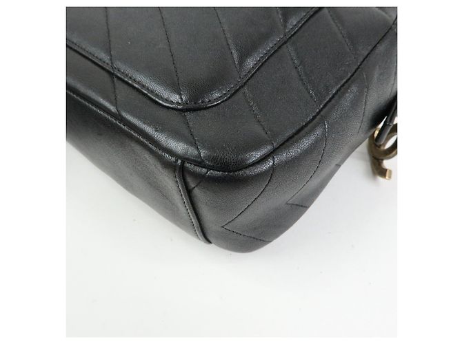 Borsa a tracolla CHANEL Chevron in pelle di vitello nera - vista 11