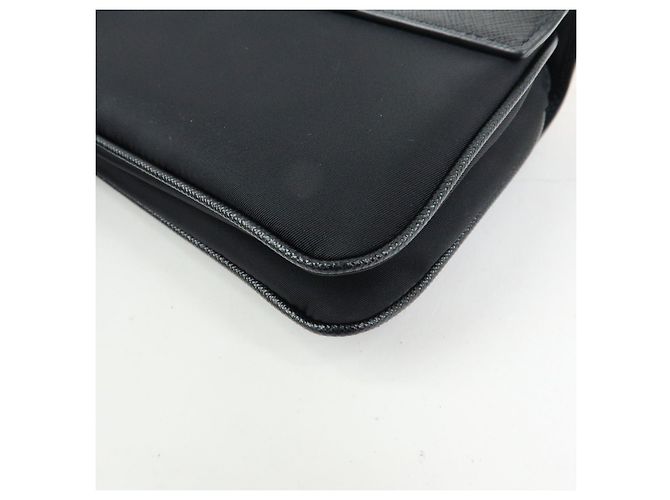 Borsa a tracolla e spalla PRADA Logo Saffiano Nylon Leather Chain Nera - vista 12
