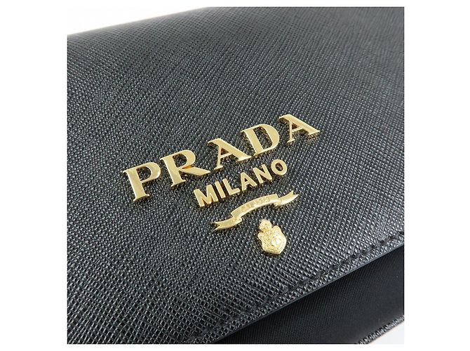 Borsa a tracolla e spalla PRADA Logo Saffiano Nylon Leather Chain Nera - vista 15