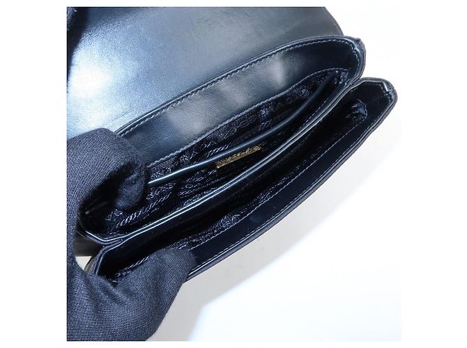 Borsa a tracolla e spalla PRADA Logo Saffiano Nylon Leather Chain Nera - vista 18