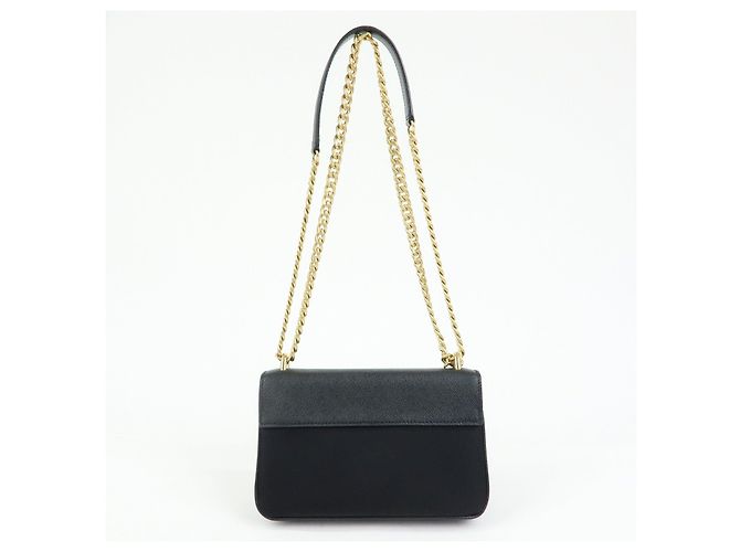 Borsa a tracolla e spalla PRADA Logo Saffiano Nylon Leather Chain Nera - vista 2