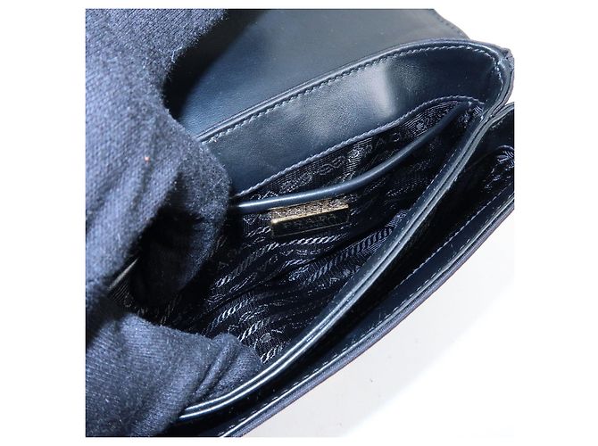 Borsa a tracolla e spalla PRADA Logo Saffiano Nylon Leather Chain Nera - vista 20