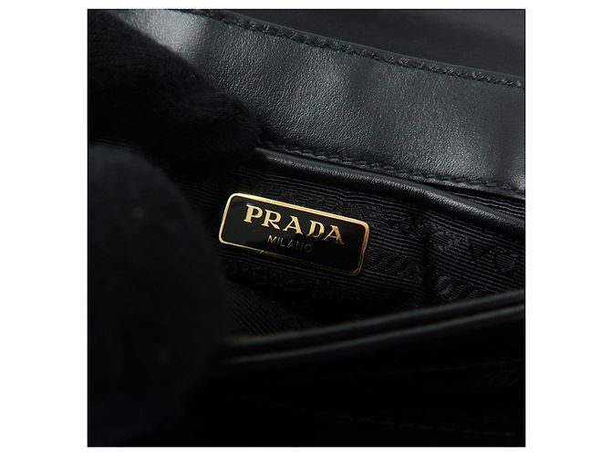 Borsa a tracolla e spalla PRADA Logo Saffiano Nylon Leather Chain Nera - vista 21