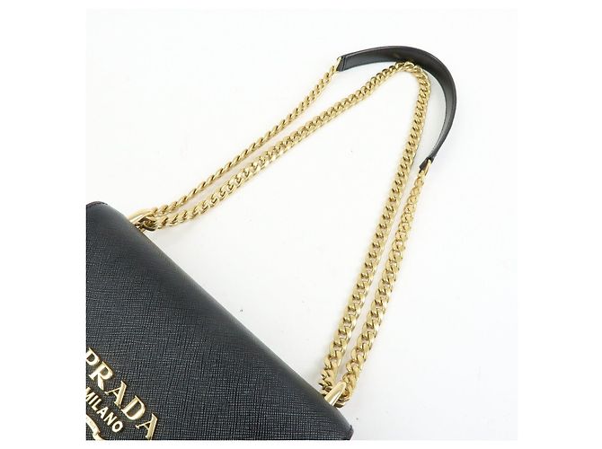 Borsa a tracolla e spalla PRADA Logo Saffiano Nylon Leather Chain Nera - vista 6