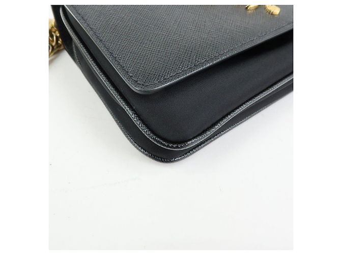 Borsa a tracolla e spalla PRADA Logo Saffiano Nylon Leather Chain Nera - vista 9