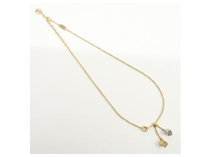 Louis Vuitton Luckygram Collana con Strass Placcata Oro Gold M62804 - vista 2