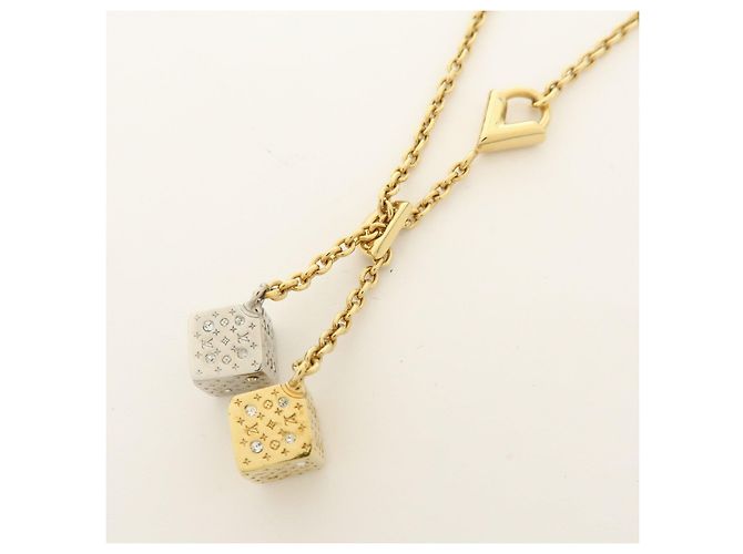 Louis Vuitton Luckygram Collana con Strass Placcata Oro Gold M62804 - vista 3