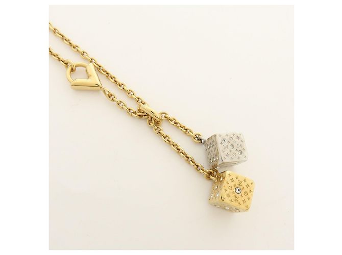 Louis Vuitton Luckygram Collana con Strass Placcata Oro Gold M62804 - vista 4