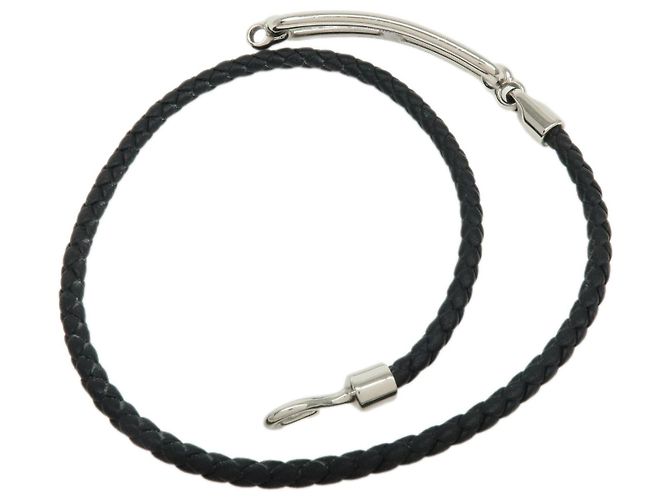 Hermès HERMES Bracciale Roulis Double Tour in pelle Veau Swift Nero Argento - vista 6