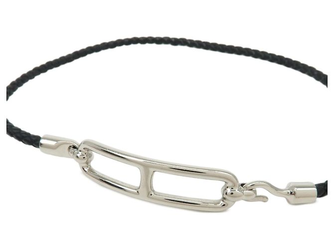 Hermès HERMES Bracciale Roulis Double Tour in pelle Veau Swift Nero Argento - vista 7