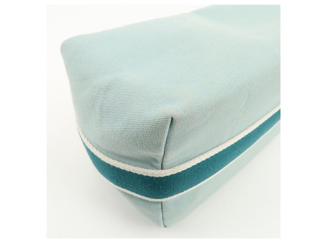 Hermès HERMES Bride A Brac GM Borsa e Pochette in Tela e Pelle Azzurro - vista 10