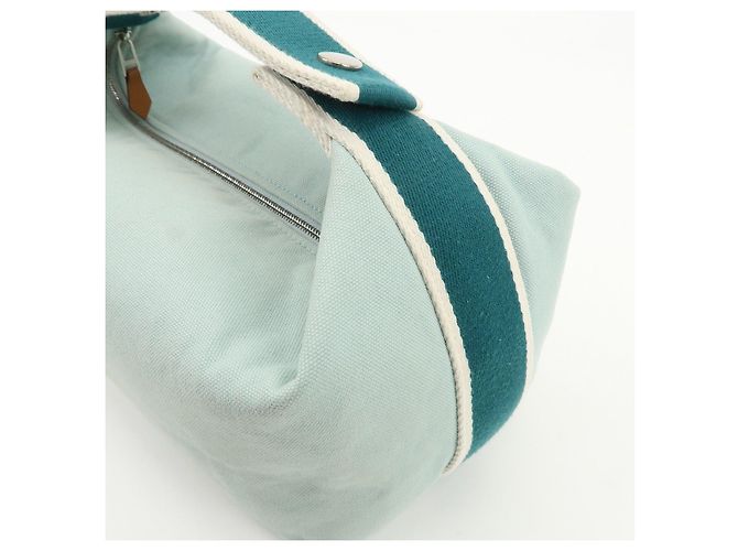 Hermès HERMES Bride A Brac GM Borsa e Pochette in Tela e Pelle Azzurro - vista 12