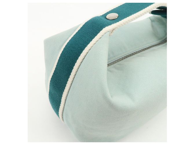 Hermès HERMES Bride A Brac GM Borsa e Pochette in Tela e Pelle Azzurro - vista 13