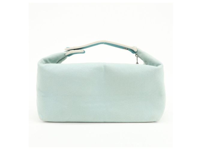Hermès HERMES Bride A Brac GM Borsa e Pochette in Tela e Pelle Azzurro - vista 2