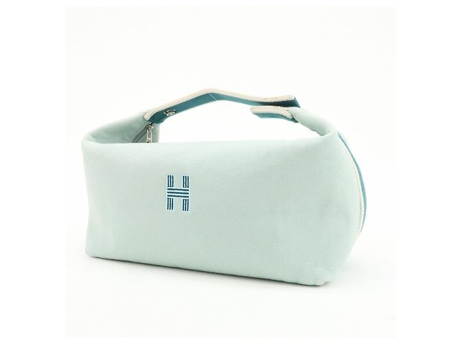 Hermès HERMES Bride A Brac GM Borsa e Pochette in Tela e Pelle Azzurro - vista 3