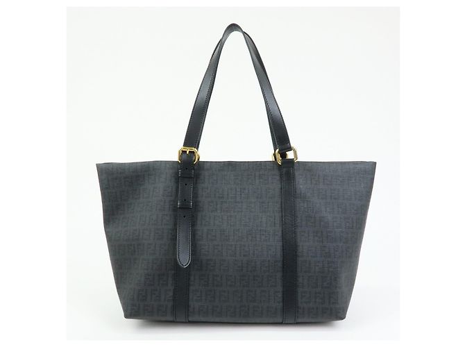 FENDI Borsa Tote e Borsa a Tracolla Zucchino in PVC e Pelle Nera 8BH215 - vista 2
