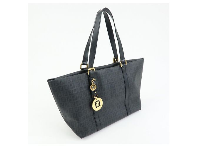 FENDI Borsa Tote e Borsa a Tracolla Zucchino in PVC e Pelle Nera 8BH215 - vista 4