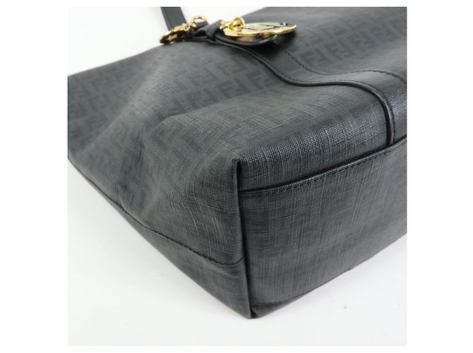 FENDI Borsa Tote e Borsa a Tracolla Zucchino in PVC e Pelle Nera 8BH215 - vista 9